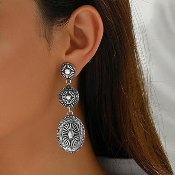 2 Pc Western Concho Belt for Woman Vintage Style Plus Cowgirl Earrings - Picture 6 of 12